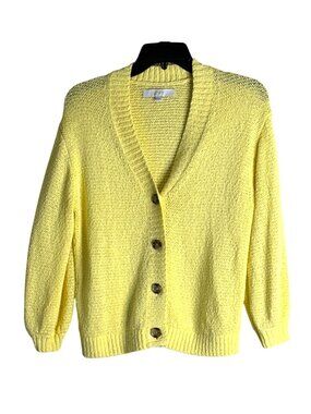 Loft Women's Button Front V Neck Cardigan Yellow Size XS NWOT